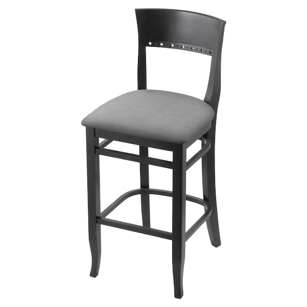 25" Counter Stool, Black Finish, Canter Grey Seat
